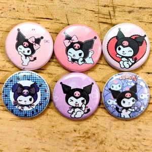 Kuromi 1 inch 6 set Pinback Buttons - Cute Sanrio Kawaii Pin
